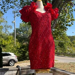 80s glam dynasty vibes vintage prom dress ruffles and sequin size 11/12